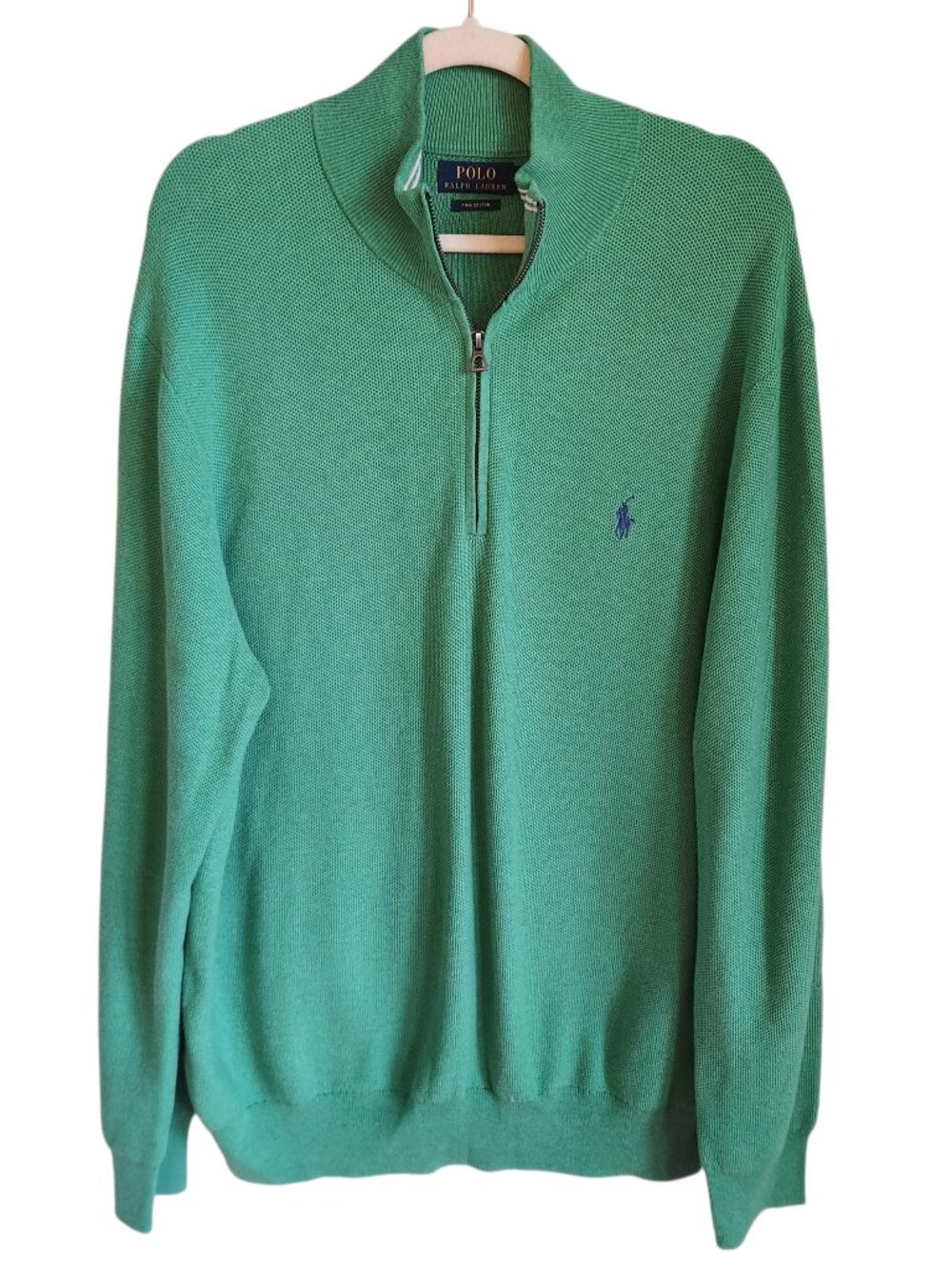 Polo Ralph Lauren Pullover Half Zip Green XL Men's Pima Cotton Blend Sweater